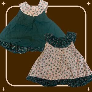 Vintage Handmade Floral Baby Girls 0-6M NB Reversable Smock Babydoll Dress